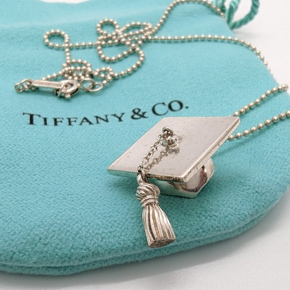 Tiffany & Co. Graduation Cap Necklace Sterling Silver With 16in Tiffany Chain